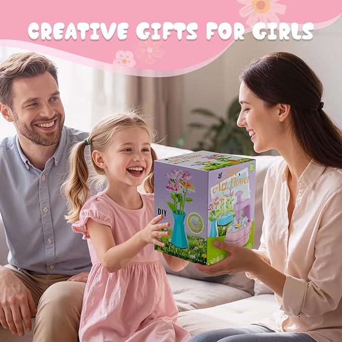 Scvcid Fabric Bouquet Toys Include Extra Accessories Set, Arts and Crafts for Kids Ages 3-12, DIY Flower Craft Kits for Toddler, Birthday Gifts for 3 4 5 6 7 8 9 10+ Year Old Girls