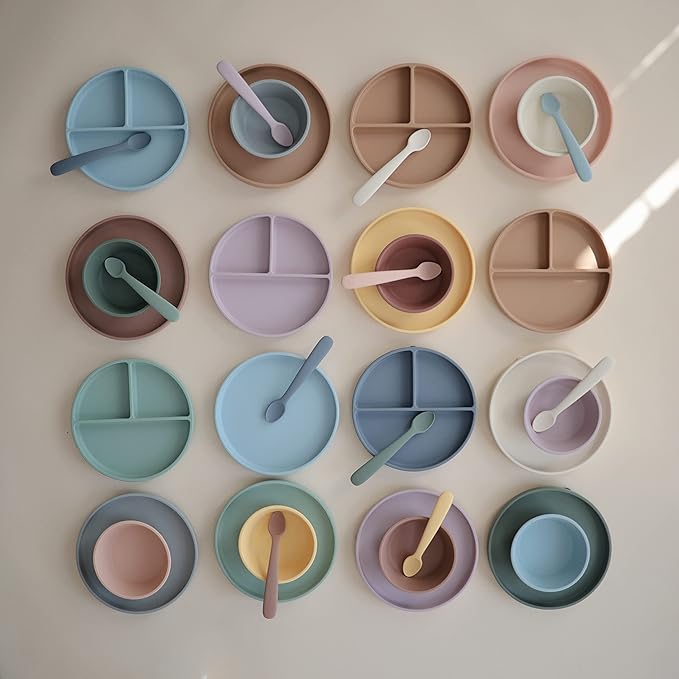 mushie Silicone Baby Feeding Spoons | 2 Pack (Powder Blue)