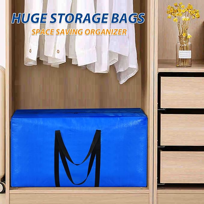 57 Gallon Extra Large Storage Bags, XXL Jumbo Large Moving Bags Heavy Duty, Storage Totes Zippered Moving Boxes Supplies for College, Foldable Duffle Bag for Travel, Christmas Tree Bag, 42x23x13.5inch