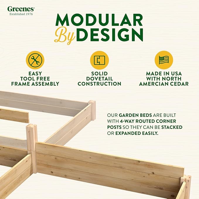 Greenes Fence Original Cedar Raised Garden Bed, 2' x 4' x 10.5" (2-Pack) - Made in USA with North American Cedar