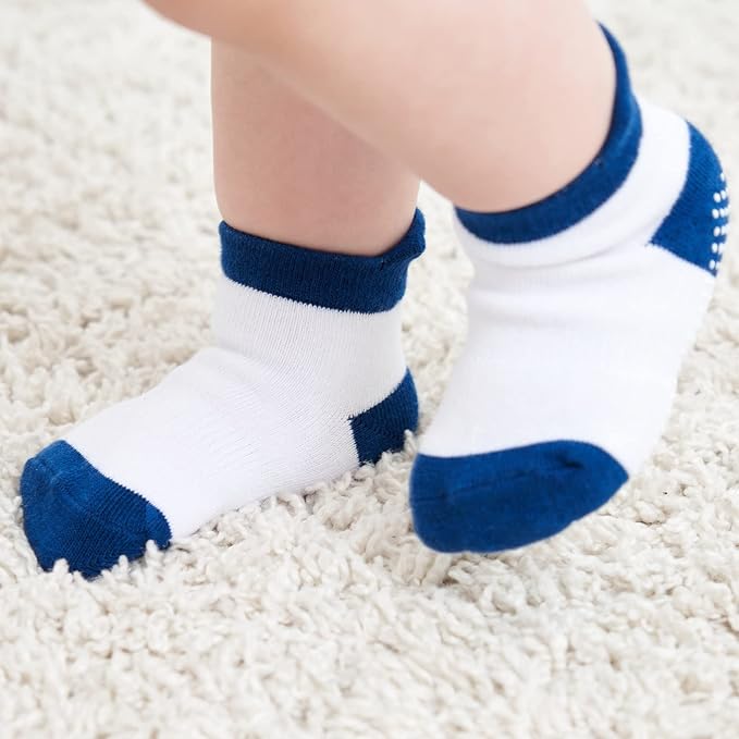 Zaples Baby Non Slip Grip Ankle Socks with Non Skid Soles for Infants Toddlers Kids Boys Girls