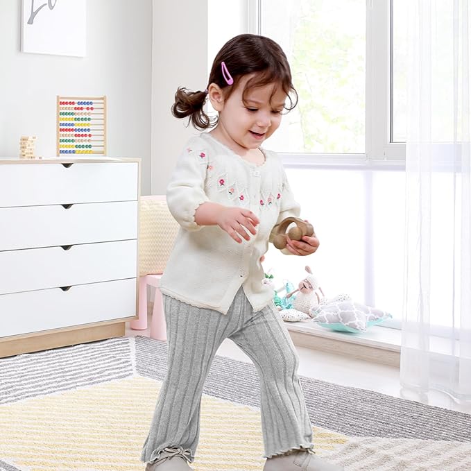 Neutocd Baby Girl Flare Pants Toddler Bell Bottoms Leggings Infant Stretchy Soft Trousers Solid Elastic Waist Pants