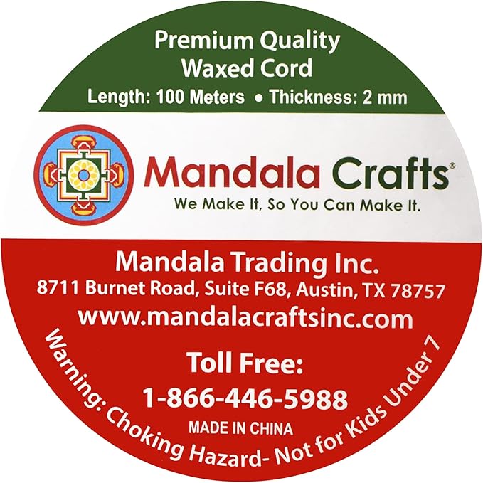 Mandala Crafts 2mm 109 Yards Light Blue Cotton Waxed Cord for Jewelry Making Bracelet Cord Waxed String - Beading String Thread Jewelry Cords for Necklaces String