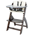 Abiie Beyond Junior Wooden High Chair with Tray - Adjustable and Convertible High Chair for Babies and Toddlers - 6 Months to 250 Lb - Water Resistant - Mahogany Wood/White Cushion