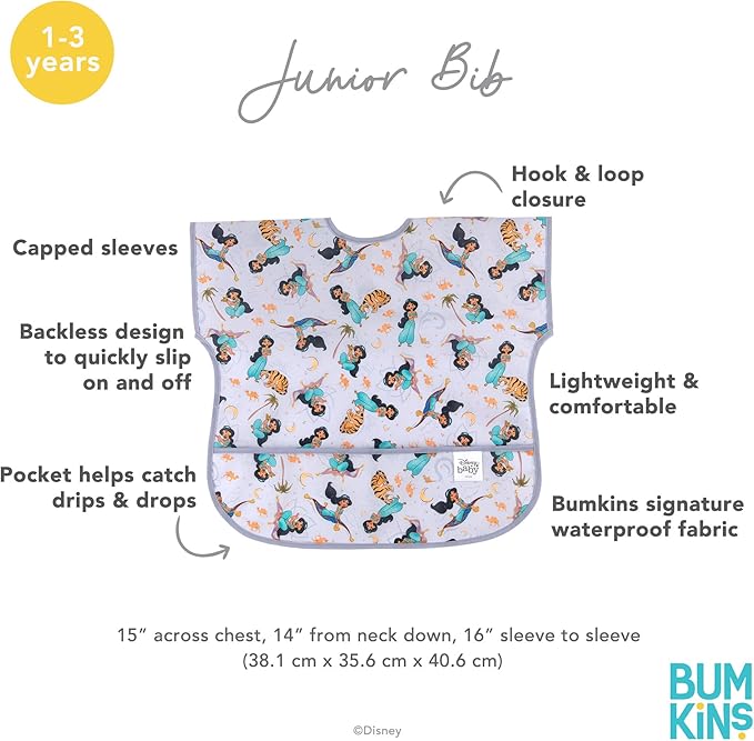 Bumkins Bibs - Toddler Bibs, Waterproof, Large for 1-3 Years, Short Sleeve