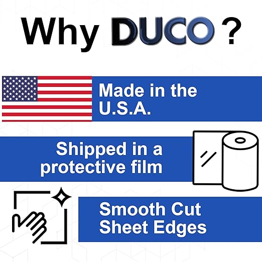 Duco USA-Made Clear Cast Acrylic Sheet 1/8 Inch Thick 24" x 24" - 1 Pack of Transparent Plexiglass Sheet - Lightweight Acrylic Board for Window Replacements, Displays, Signs, and More