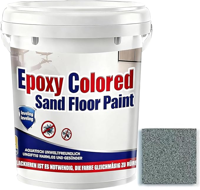 Epoxy Colored Sand Floor Paint, Epoxy Floor Paint for Concrete, High Gloss Marble Effect Coating, Waterproof Non-Slip Concrete Paints, Suitable for Indoor/Outdoor Use (Dark Gray,64 oz/2 kg)