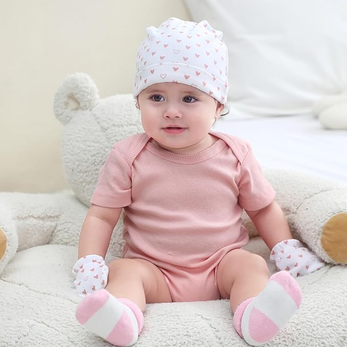Baby Hats Mittens and Socks Set Cotton Newborn Hat Beanie Soft Infant Girls Boys Caps Gloves 0-6 month