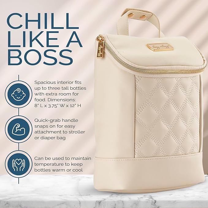 Itzy Ritzy Insulated Bottle Bag – Keeps Bottles Warm or Cool - Holds 3 Bottles & Features Interior Pocket for Ice Pack (Not Included), Milk & Honey