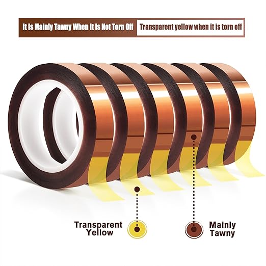 6 Rolls 10mm x16m(52FT) Heat Tape High Temperature Heat Resistant Tape Heat Transfer Tape for Heat Sublimation Press Vinyl,No Residue