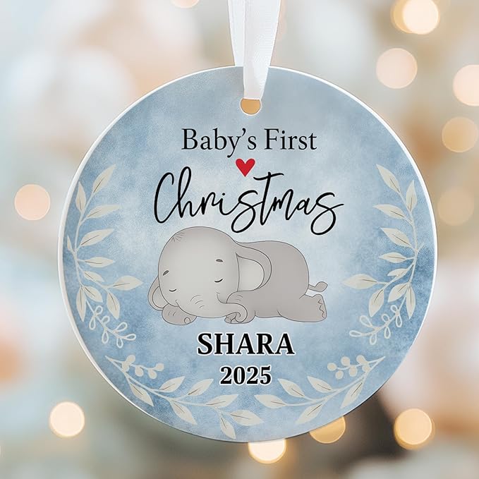 Personalized Baby First Christmas Ornament 2025 - Custom New Babies Ornament - Sweet Gift for New Parents - Baby Xmas Decoration - Christmas, Birthday Gift for Babies, Boy, Girls, Mom, Dad