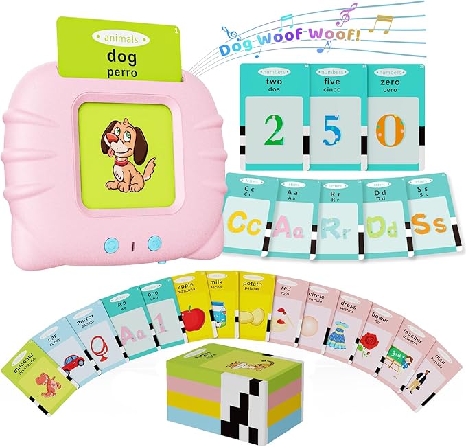 Toddler Toys Bilingual English and Spanish Talking Flash Cards for 1 2 3 4 5 6 Year Old Boys and Girls, Autism Sensory Toys for Autistic Children, Learning Educational Speech 250 Sight Words