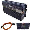 5000W Power Inverter 60V DC to 110V AC Converter with LED Display Dual AC Outlets Dual Fans Radiating for RV, Camp, Boat and Home Emergency Portable Pure Sine Wave Inverter (LED Screen, 5000W 60V)