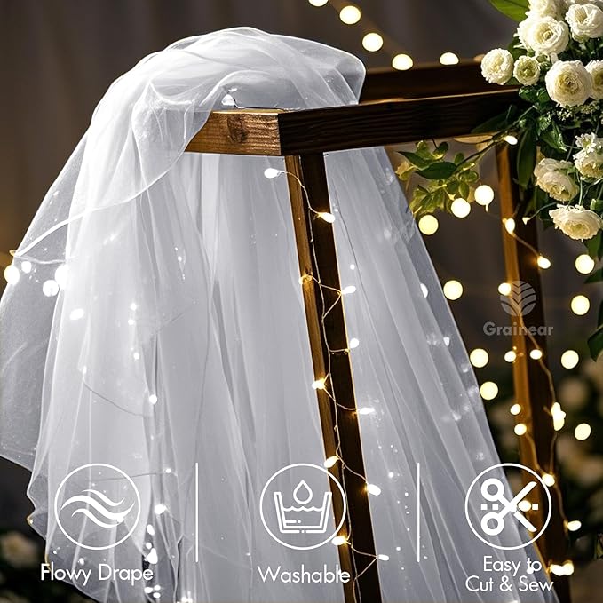 Black Organza Fabric – 44" x 5 Yards Wide Sheer Tulle for Wedding Arch Draping, Gowns, Table Runners, Party Decor, Curtains & DIY Crafts – Translucent Fabric for Elegant Projects