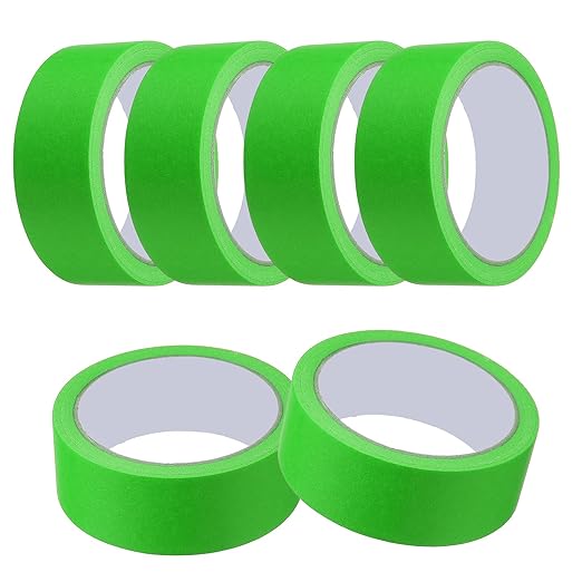 MECCANIXITY Masking Tape 1.4 Inch x 21 Yard Painter's Tape Green Paint Tapes for DIY Crafts Arts Drawing Decoration Labeling Car Painting Artist Teachers, Pack of 6