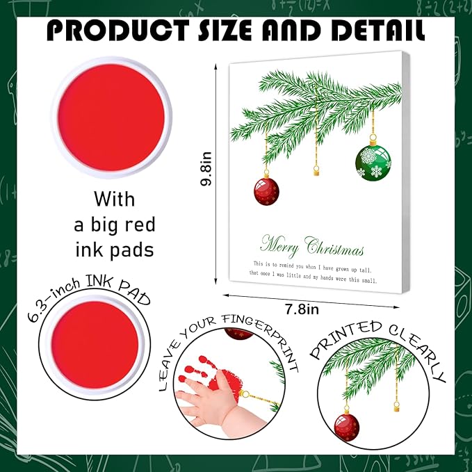 SHLINCO Handprint Keepsake DIY Kit, Baby's First Holiday Keepsake, Christmas Winter Decoration, Kids Family Footprint Art, 7.8x9.8 Inch Canvas, Suitable For Desktop Wall Ornaments