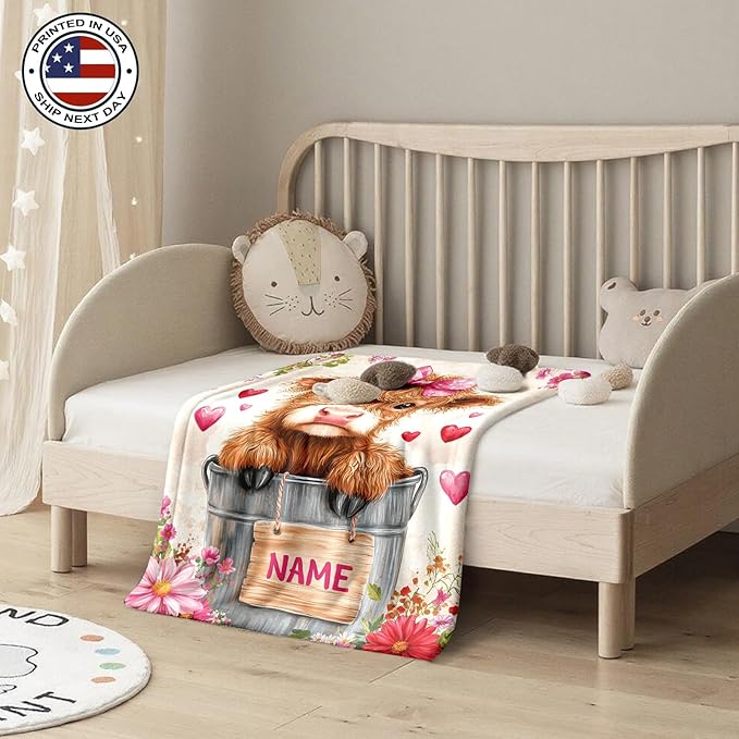 Ship Next Day, Personalized Baby Blanket – Printed in USA, Custom Baby Blanket for Boys & Girls, Baby Blanket with Name, Baby Shower, Easter, Christmas, Birthday Newborn & Toddler Gifts (Style 20)