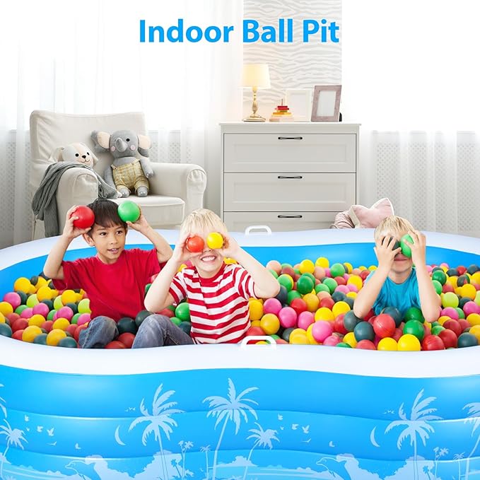 Inflatable Swimming Pool, 102” x 63” x27” Full-Sized Large Inflatable Pool with Seats Handles, Extra Large Blow Up Durable Thickened Pools for Outdoor, Garden, Backyard.