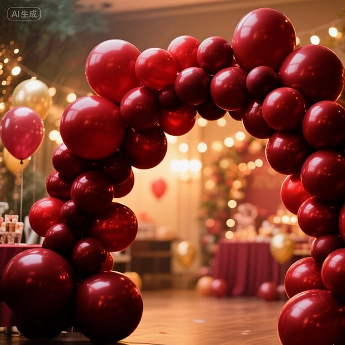 140pcs Burgundy Round Balloons Different Sizes 18 12 10 5 Inch Latex Balloons for Arch Decoration Party Balloon Kit for Graduation Birthday Party Wedding Balloon Baby Shower Decoration
