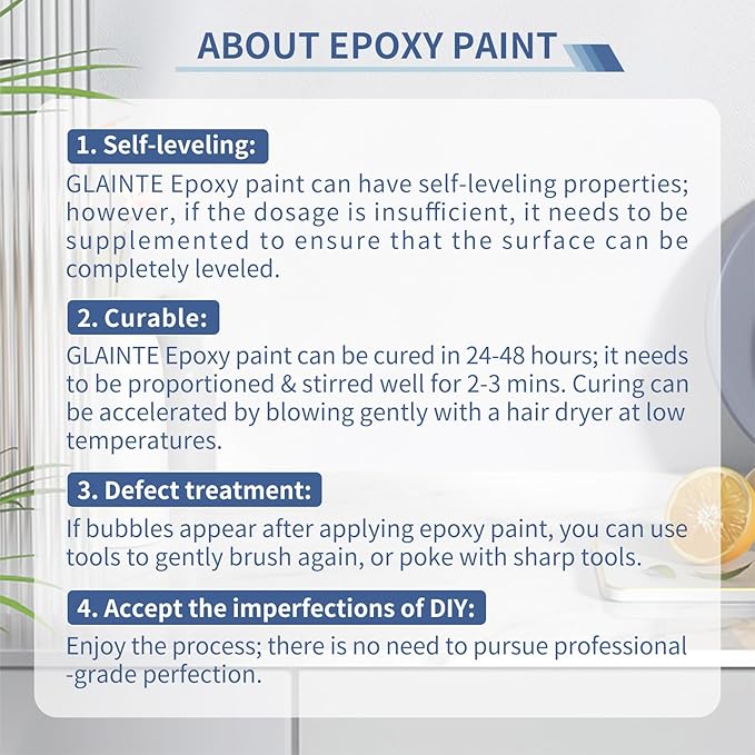 GLAINTE White Marble Countertop Paint Kit - Epoxy Countertop Refinishing Kit for Kitchen Bathroom Cover 35-38 Sq.Ft