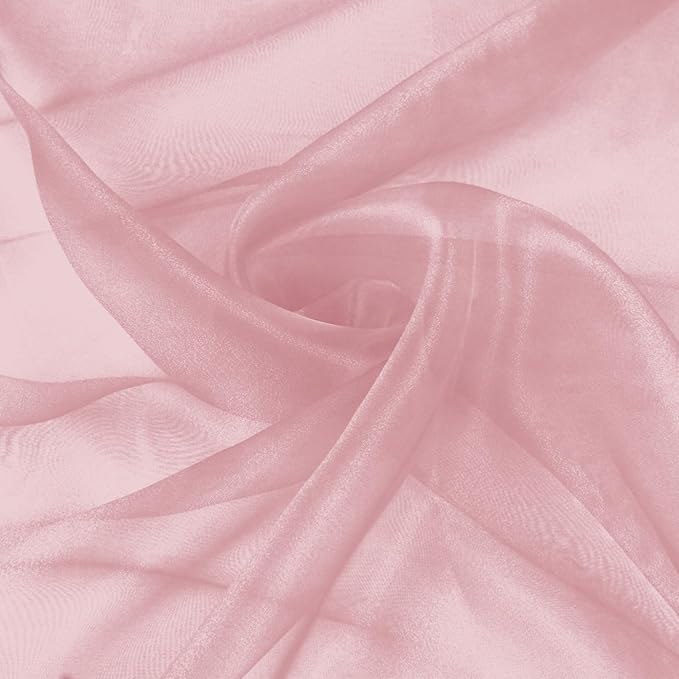 VACVELT Sheer Organza Fabric by The Yard, 60 Inch Wide Rose Gold Organza Fabric Bolt Bridal Sheer Tulle Fabric, Silk Organza Fabric Roll for Wedding Party Decorations Backdrop Curtain (10 Yards)