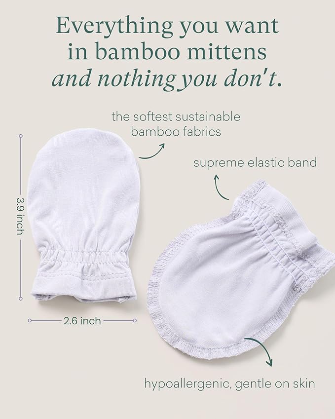 SuperSoft Baby Mittens, Bamboo Viscose Infant Newborn Mittens for Girls Boys No Scratch Gloves 6 Pack