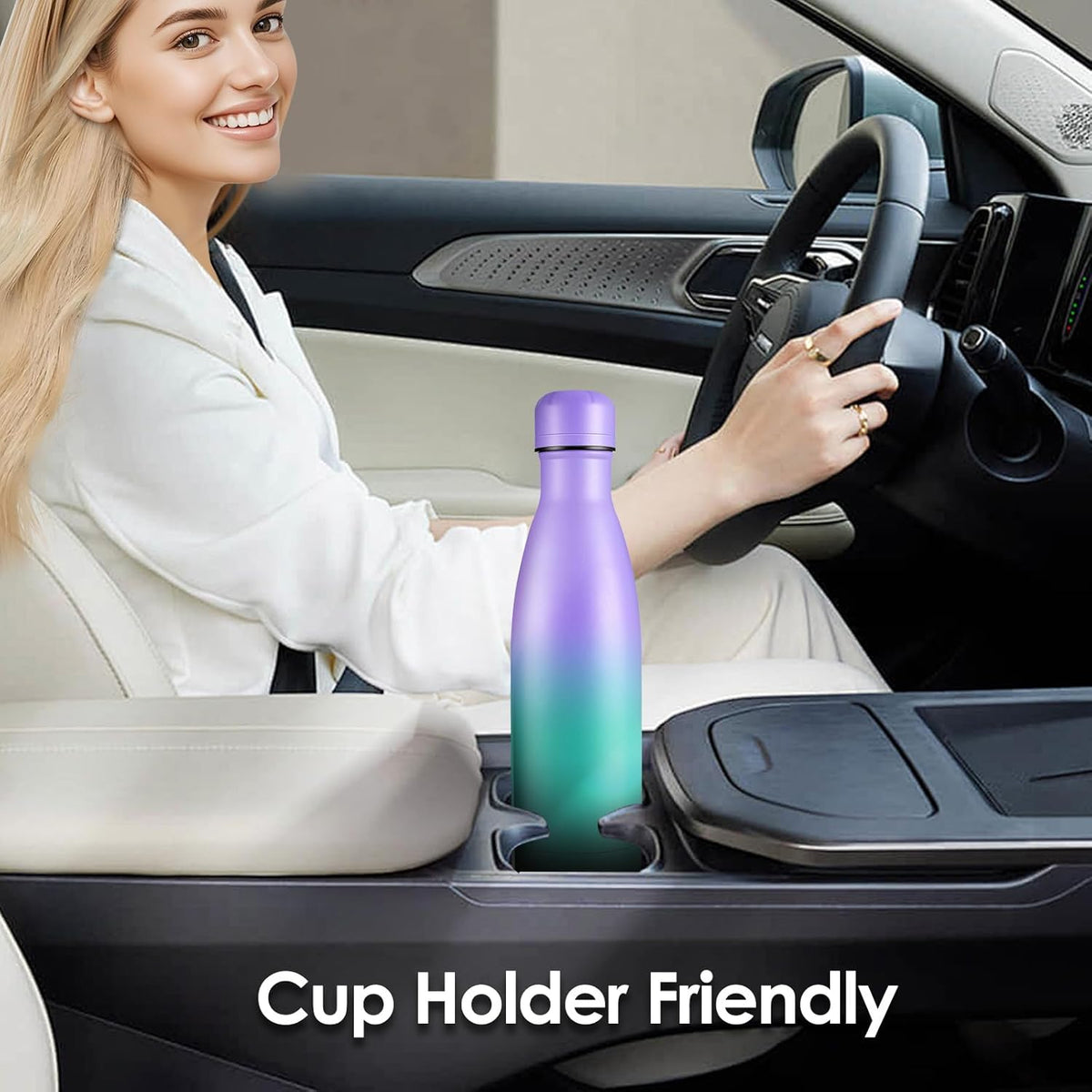 17oz Cola-Bottle Shaped Stainless Steel Leak-proof Water Bottle,Double Wall Vacuum Insulated Metal,Travel Mug For Sports Indoors & Outdoors,BPA-Free Kids Flasks,Purple Green(8Pack)