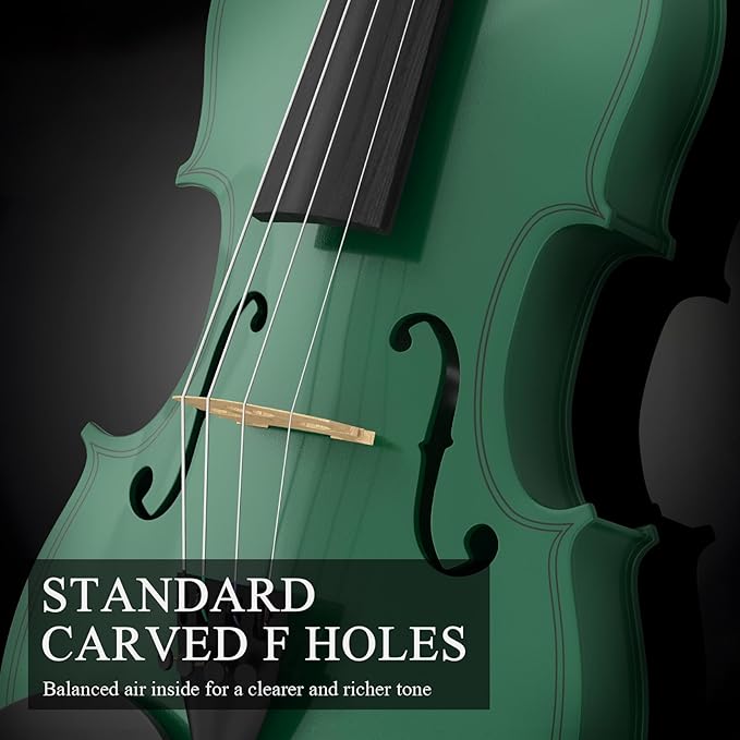 4/4 Beginner Violin Kit for Adults, Complete Full Size Violin Set with Portable Case, Bow, Rosin, Green