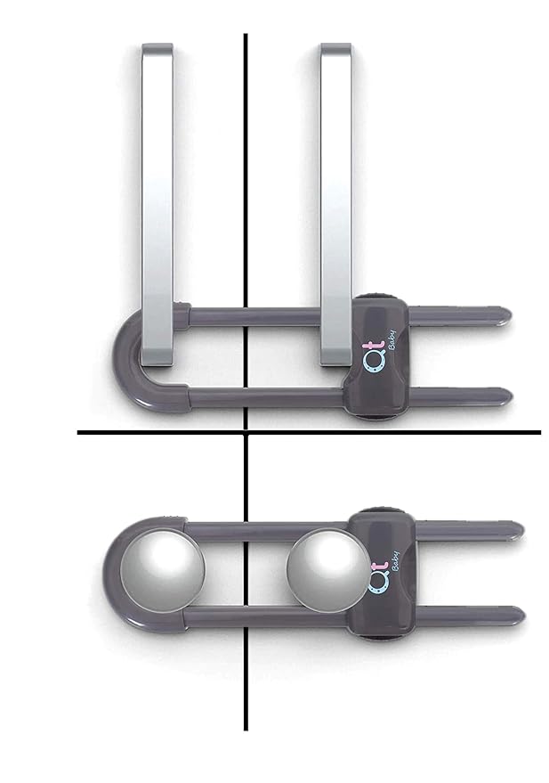 Baby Proofing Cabinet Locks | Adjustable U Shaped Baby Safety Latches for Drawers, Fridge, Closet |Modern Baby Proofing Cabinet Lock with Extra Secure Lock Buttons (Pack of 8)