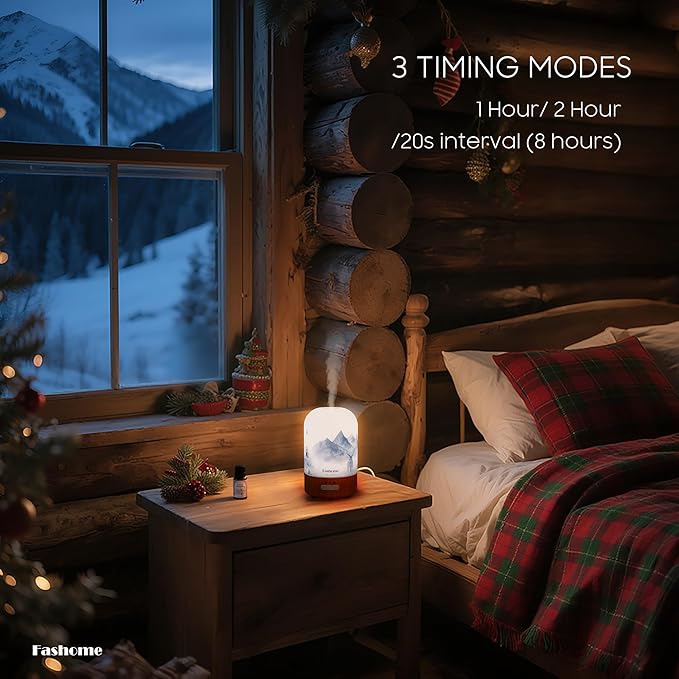 Aromatherapy Essential Oil Diffuser with Lavender Oils, 6 in 1 Ultrasonic 100ML Aromatherapy Scent Humidifier Vaporizer with Dense fine Mist, Timer, Auto-Off (Winter-Lavender)