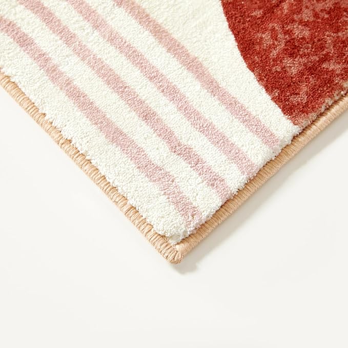 RoomTalks Mid Century Modern Washable Rug, Boho Cute Aesthetic 6x9 Area Rugs for Bedroom Dining Living Room Kitchen, Abstract Tropical Leaves Non Slip Thin Indoor Entryway Rug Accent Floor Carpet