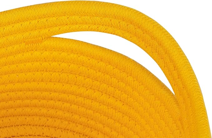 Shelf Storage Baskets for Organizing|Decorative Basket for Closet Storage|Toy Baskets&Bins|Small Woven Rope Baskets-13x8.66x5.11’’,Durable&Stylish,Oval 3 Packs Yellow