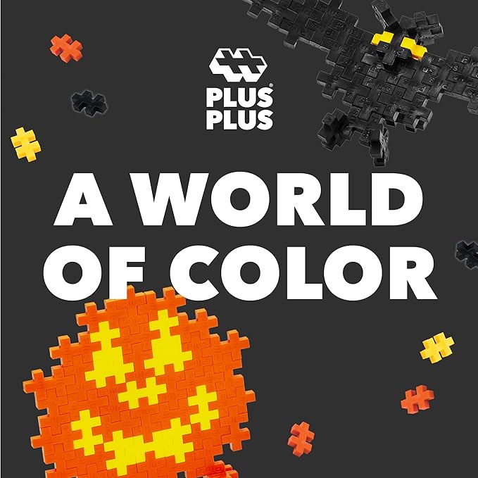 PLUS PLUS 3D Puzzle Building Block Set, 70 Mini Interlocking Pieces, Fun Holiday Activities for Kids - Halloween Mini Maker Tube