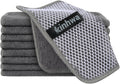 KinHwa Kitchen Washcloths for Dishes Absorbent Microfiber Dish Cloths Quick Dry Dish Rags with Poly Scour Scrub Side Ideal for Kitchen Cleaning (Gray, 7inchx7inch 9 Pack)