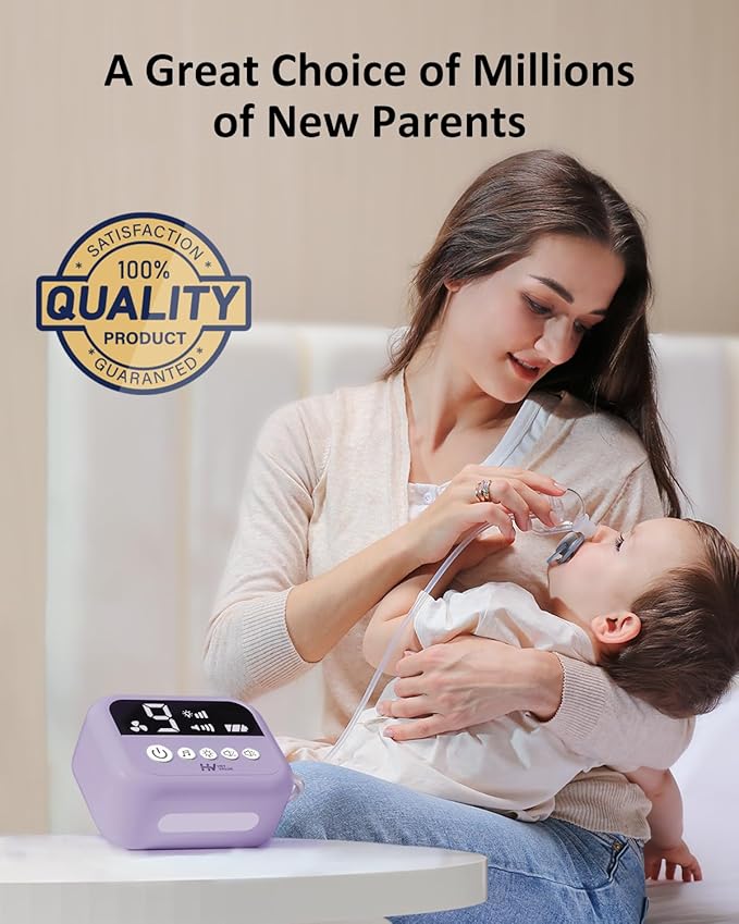 HEYVALUE Nasal Aspirator for Baby, Hospital Grade Nose Sucker with 9 Levels Suction, Night Light and Nursery Rhyme Soothing, Electric Nose Suction for Baby with Food-Grade Silicone Tips Purple