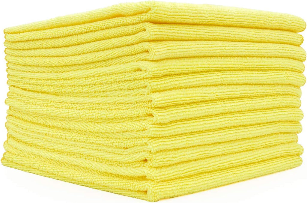 The Rag Company - All-Purpose Microfiber Terry Cleaning Towels - Commercial Grade, Highly Absorbent, Lint-Free, Streak-Free, Kitchens, Bathrooms, Offices, 300gsm, 14in x 14in, Yellow (12-Pack)