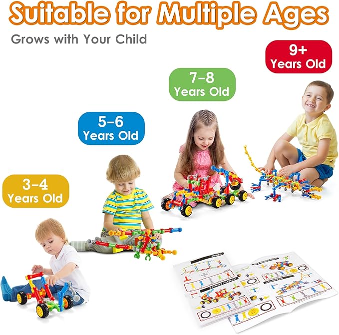 MOONTOY STEM Kits Building Toys for 3 4 5 6 7 8 Year Old Boy Girl Birthday Gift, Educational Building Blocks for Kids Ages 3-5 5-7 4-8 6-8, Preschool Engineering Set Creative Activities Classroom Game