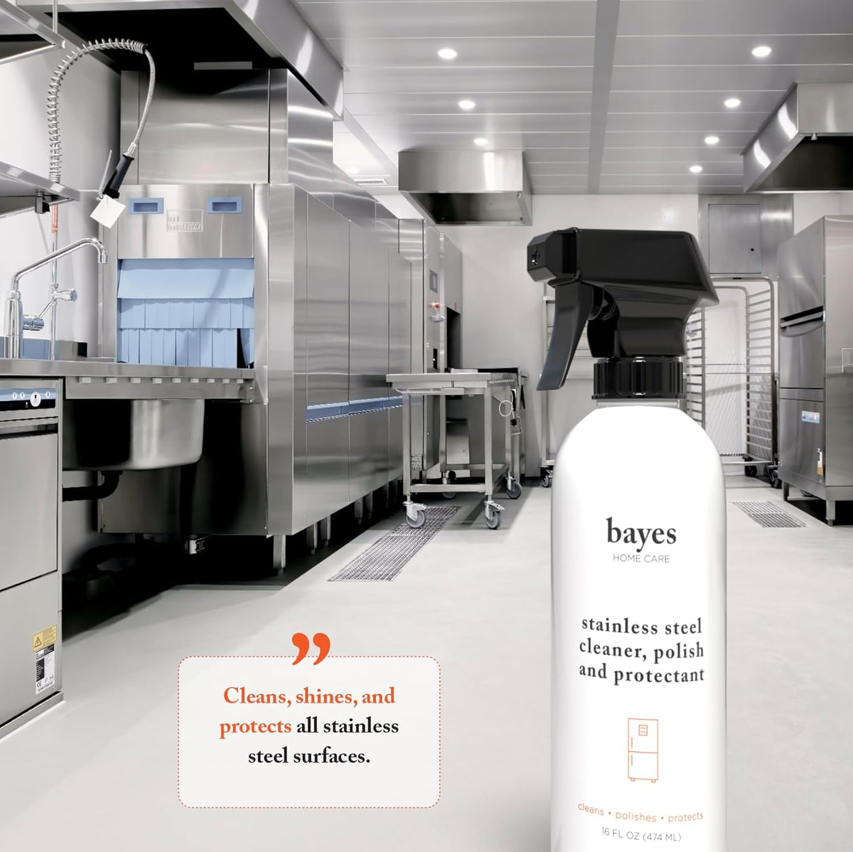 Bayes High-Performance Stainless Steel Cleaner Spray, Polish, and Protectant - Indoor & Outdoor Stainless Cleaner - Stainless Steel Sink Cleaner 16oz, 6 Pack