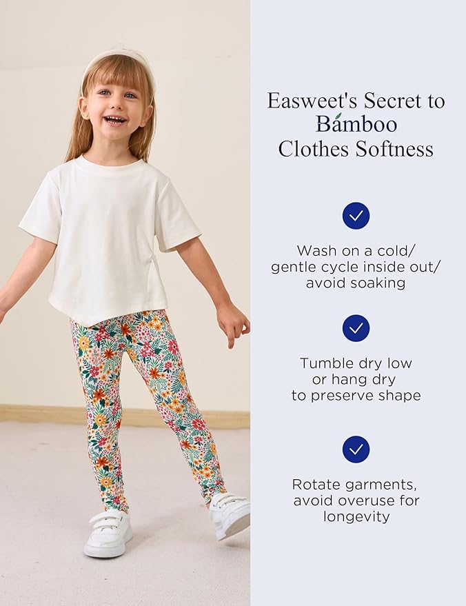 Toddler Girls Leggings 2-Pack Bamboo Viscose Little Girls Casual Stretch Pants