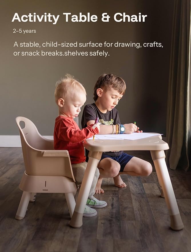 HARPPA 6 in 1 Baby High Chair, Convertible Infant Feeding Chair for Babies & Toddlers Table, Dining Booster Seat with Removable Tray, Khaki