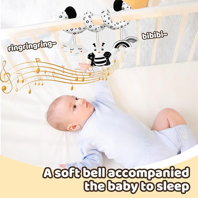 Black and White High Contrast Baby Toys - Sensory Infant Hanging Carseat & Stroller Toy for Newborns 0-6,6-12Months Perfect Easter Birthday & Baby Shower for Babies Boys Girls