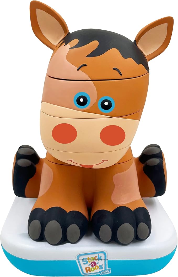 Stack-a-Roos Baby Horse by Salus Brands - Animal Stacking Toy, Educational Early Learning Toy for Infants Babies Toddlers, Age 12+ Months - Great Baby Gifts, STEM Toy