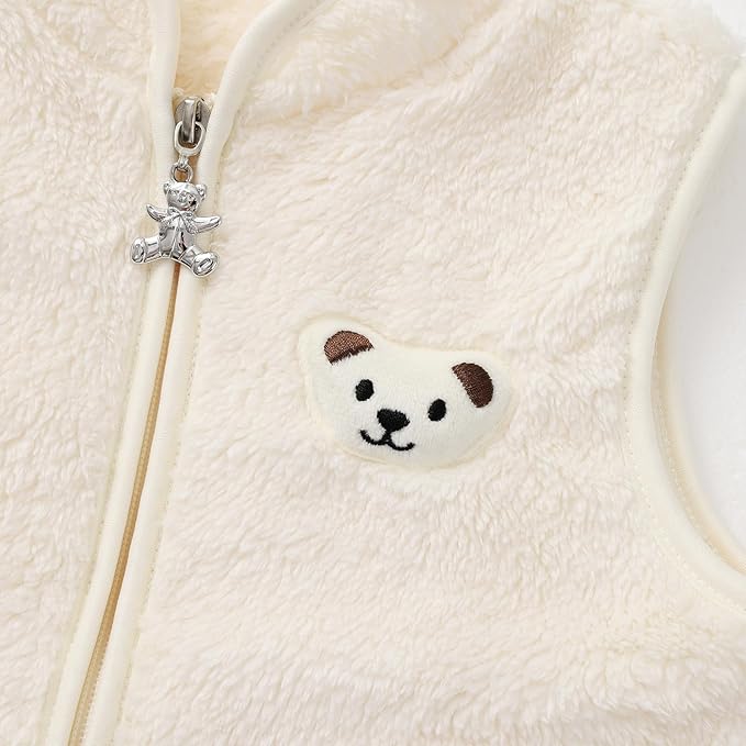 Baby Boys Girls Fleece Vest Zip Up Cute Bear Jackets Fuzzy Fall Winter Warm Clothes Newborn Outwear for Toddler Infant