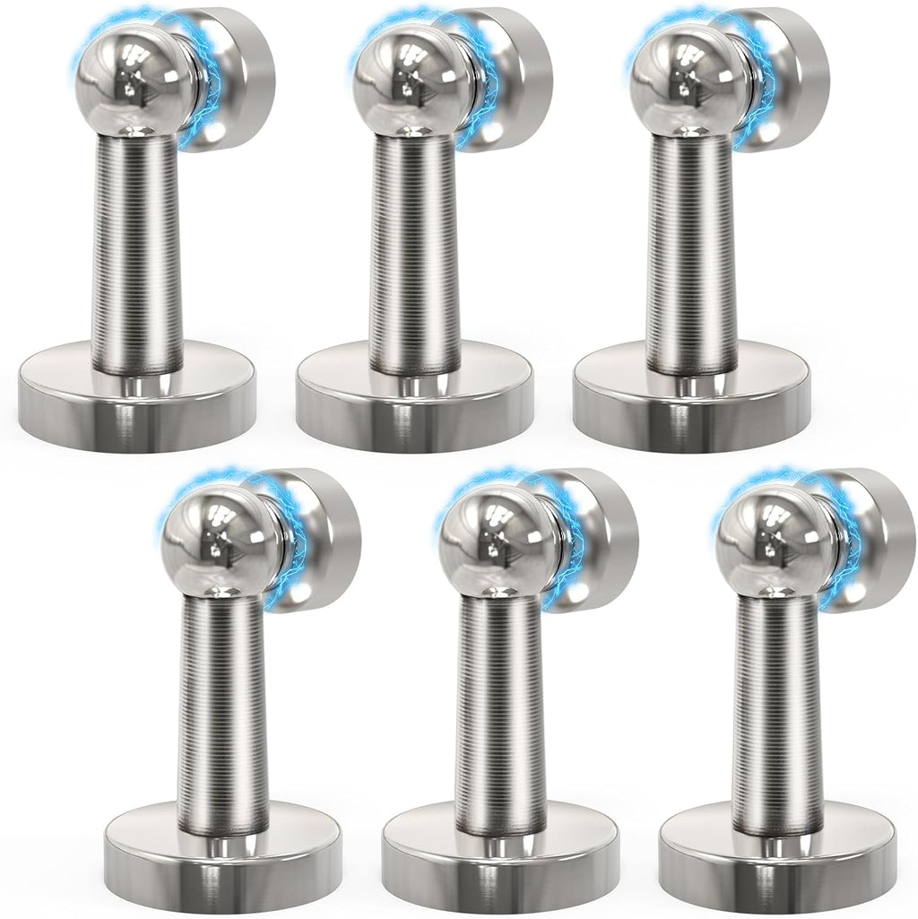 6 Pack Door Stopper Magnetic, COCIVIVRE Magnet Door Stop Stainless Steel for Wall and Floor Mounting, with Screws Drilling Mounting, Heavy Duty for Various Door Types to Hold Your Door Open