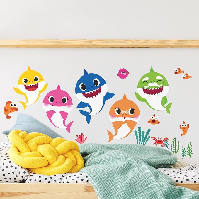 RoomMates RMK4303SCS Baby Shark Peel and Stick Wall Decals