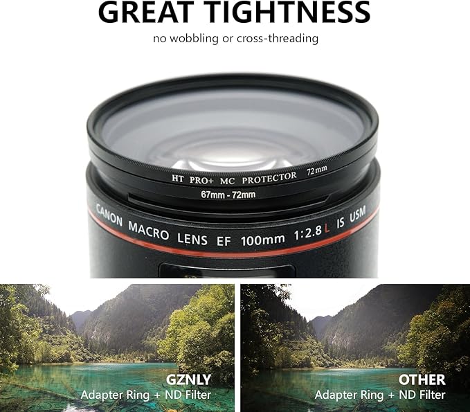 55mm to 49mm Step-up Adapter Rings Filter Adapter Black Metal Step Down Filter Ring Adapter Compatible with All Brand UV CPL ND Camera Lens Filter Stepping Rings (55mm-49mm), (NLY001)