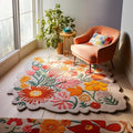 Handmade Wool Floral Area Rug for Living Room | Elegant Flower Garden Design, Soft, Thick and Durable | Bedroom, Dining Room & Home Decor Carpet (6' x 8', Floral C)
