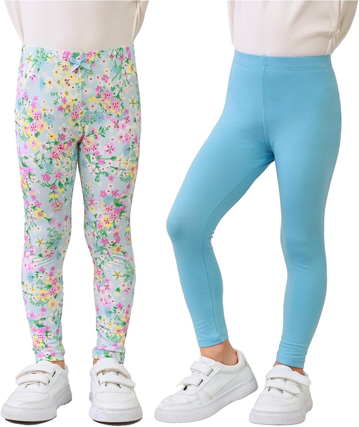 Toddler Girls Leggings 2-Pack Bamboo Viscose Little Girls Casual Stretch Pants