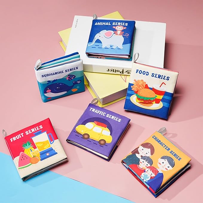 BARMACO Baby Soft Books, Touch and Feel Crinkle Cloth Books for Babies, Infants & Toddlers, Learning Toys Gifts for Boys & Girls, Early Development Interactive Sensory Toys, Ocean Animal Tails Books