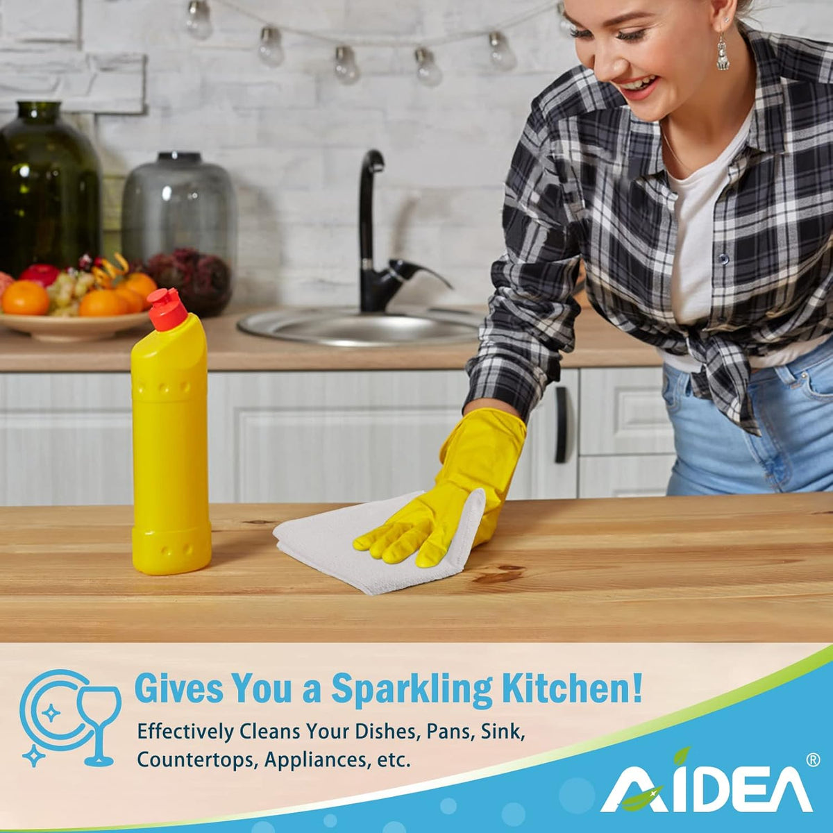 AIDEA Microfiber Cleaning Cloth White, 8PK, Absorbent Lint Free Rags, Scratch Free, Streak Free Microfiber Towels, Dish Towels White, 11.5in.x11.5in.